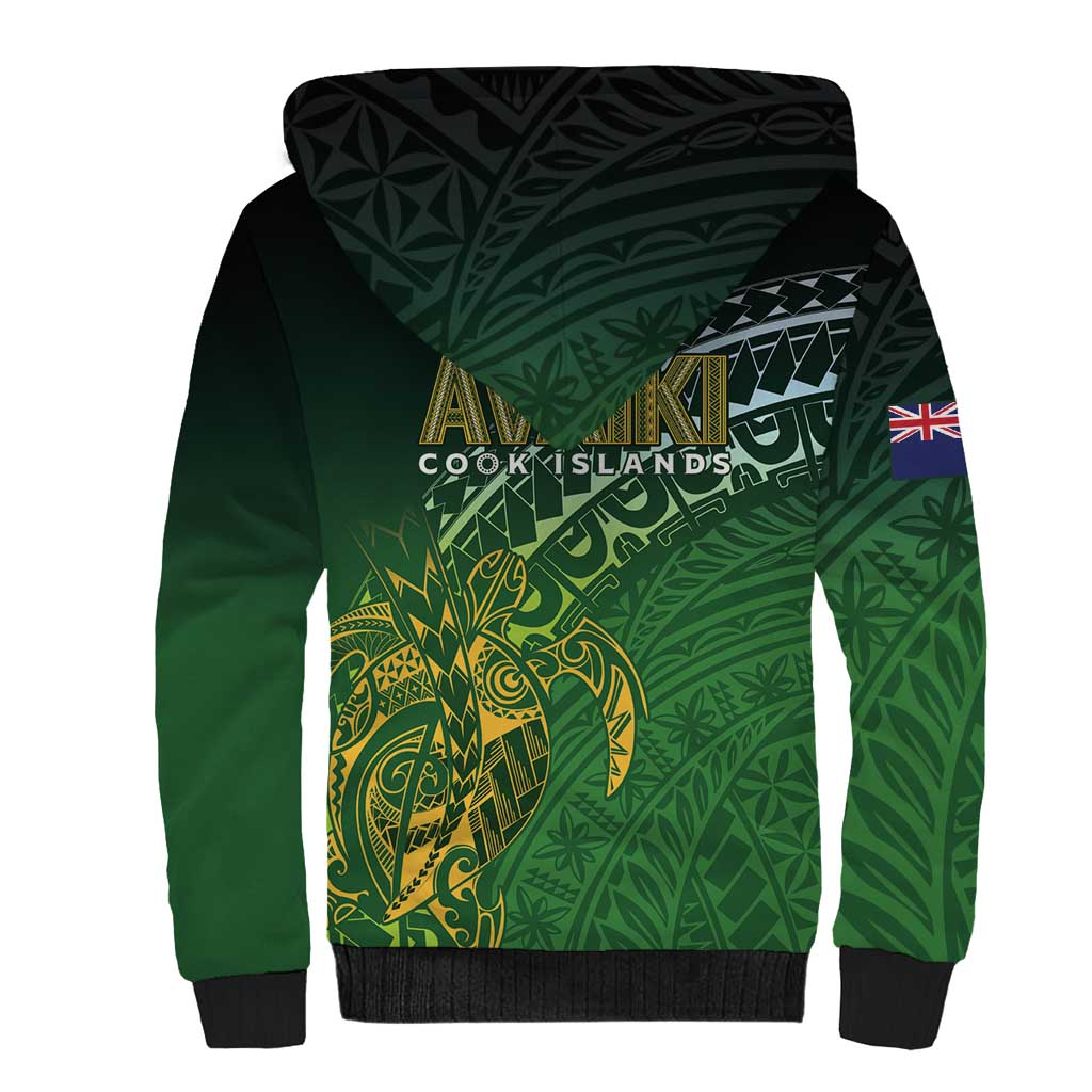 Cook Islands Rugby Kuki Avaiki Sherpa Hoodie Tribal Turtle - Polynesian Pride