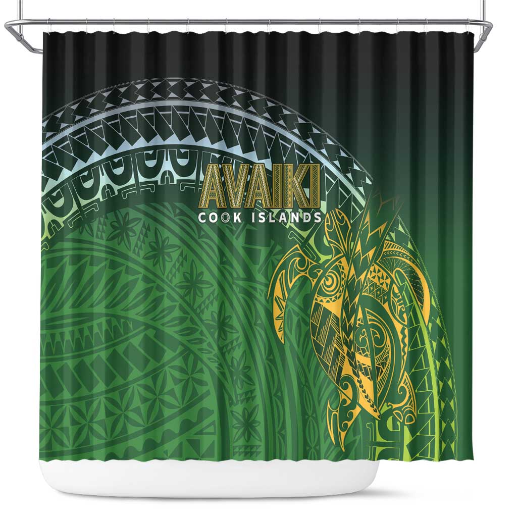 Cook Islands Rugby Kuki Avaiki Shower Curtain Tribal Turtle - Polynesian Pride