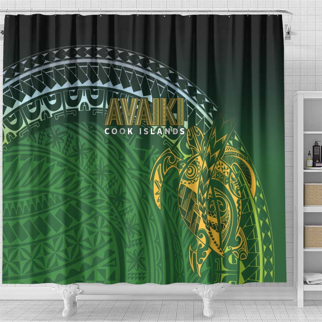 Cook Islands Rugby Kuki Avaiki Shower Curtain Tribal Turtle - Polynesian Pride