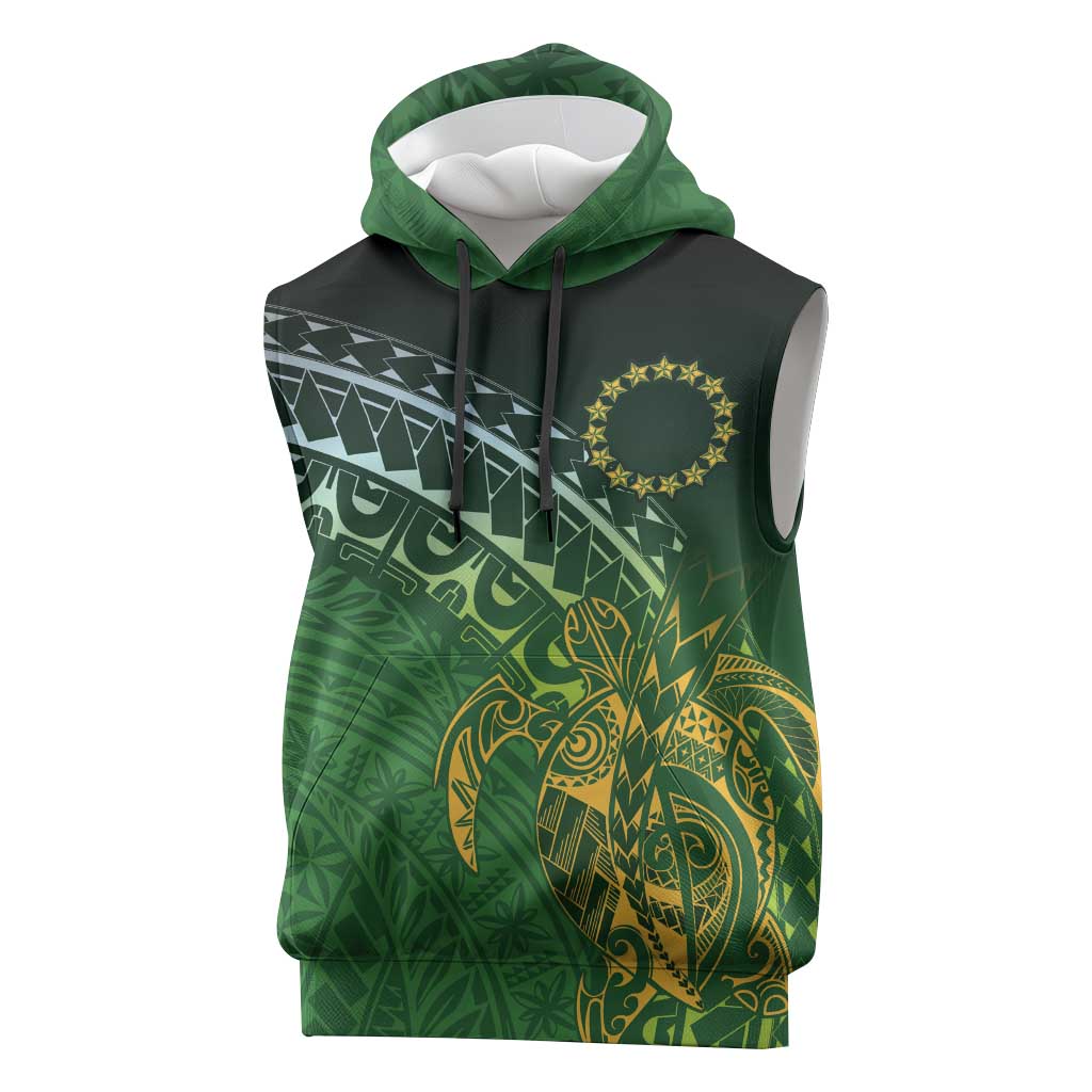 Cook Islands Rugby Kuki Avaiki Sleeveless Hoodie Tribal Turtle - Polynesian Pride