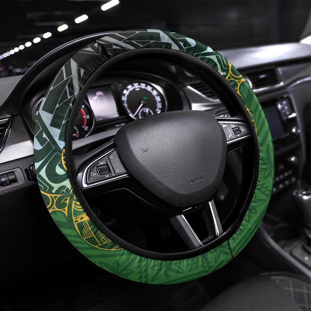 Cook Islands Rugby Kuki Avaiki Steering Wheel Cover Tribal Turtle - Polynesian Pride