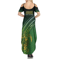 Cook Islands Rugby Kuki Avaiki Summer Maxi Dress Tribal Turtle - Polynesian Pride