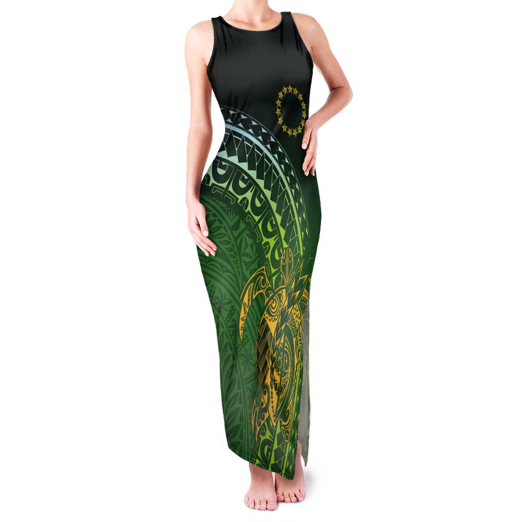 Cook Islands Rugby Kuki Avaiki Tank Maxi Dress Tribal Turtle - Polynesian Pride
