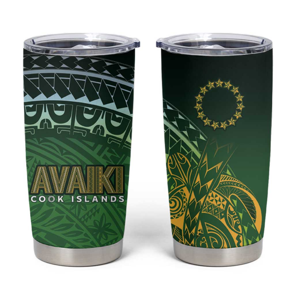 Cook Islands Rugby Kuki Avaiki Tumbler Cup Tribal Turtle - Polynesian Pride
