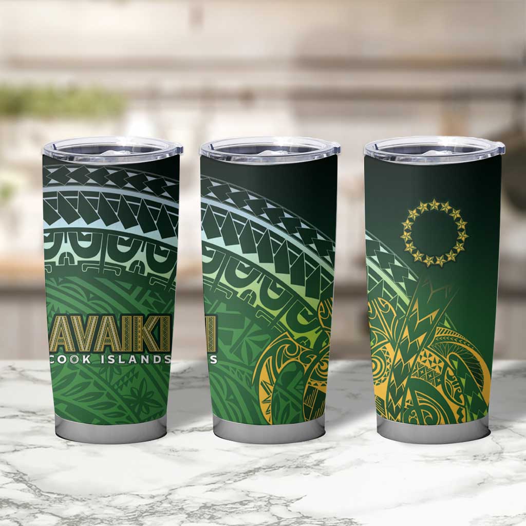 Cook Islands Rugby Kuki Avaiki Tumbler Cup Tribal Turtle - Polynesian Pride