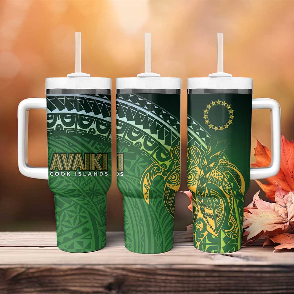 Cook Islands Rugby Kuki Avaiki Tumbler With Handle Tribal Turtle - Polynesian Pride