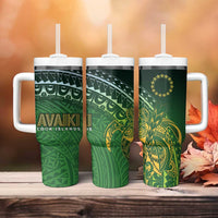 Cook Islands Rugby Kuki Avaiki Tumbler With Handle Tribal Turtle - Polynesian Pride
