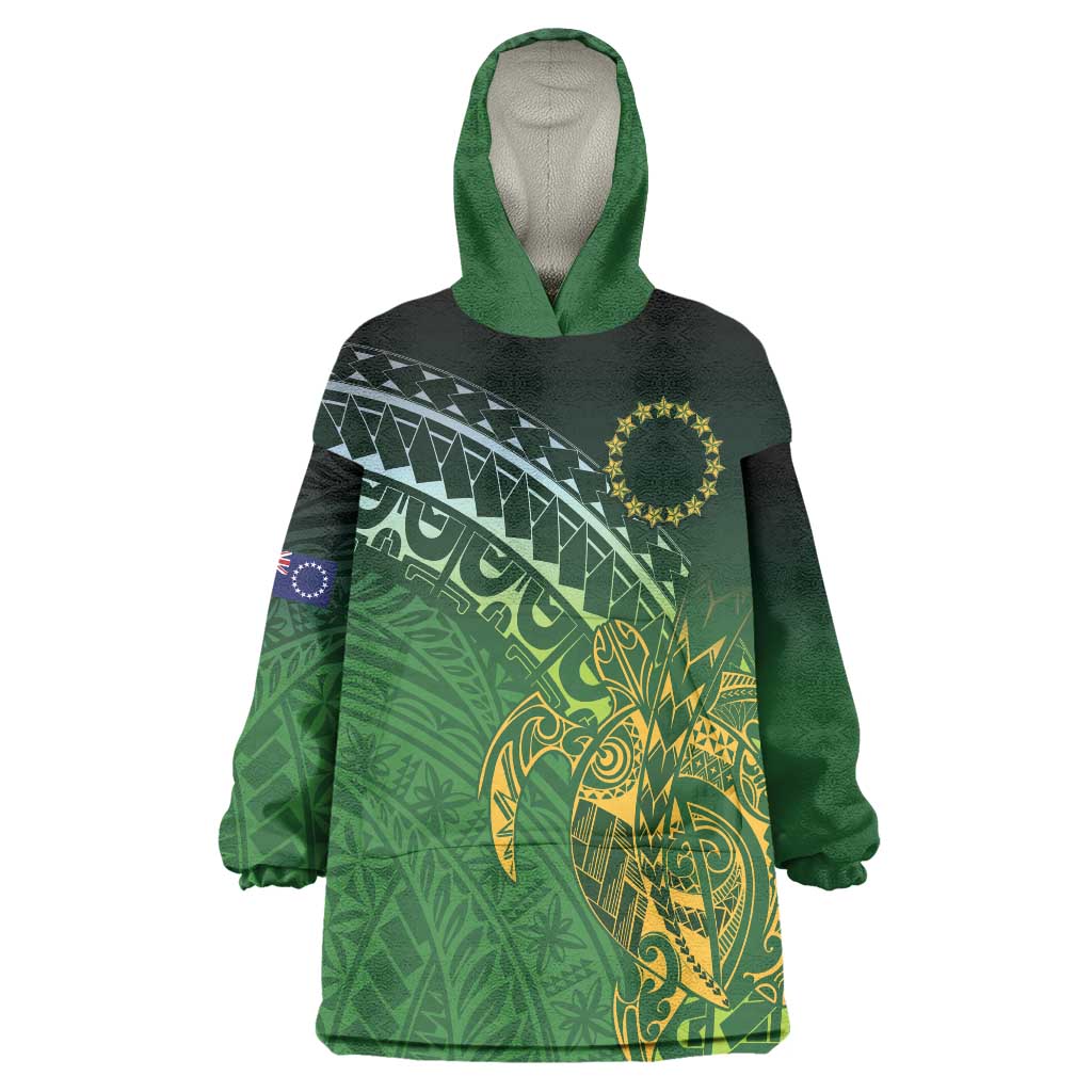 Cook Islands Rugby Kuki Avaiki Wearable Blanket Hoodie Tribal Turtle - Polynesian Pride