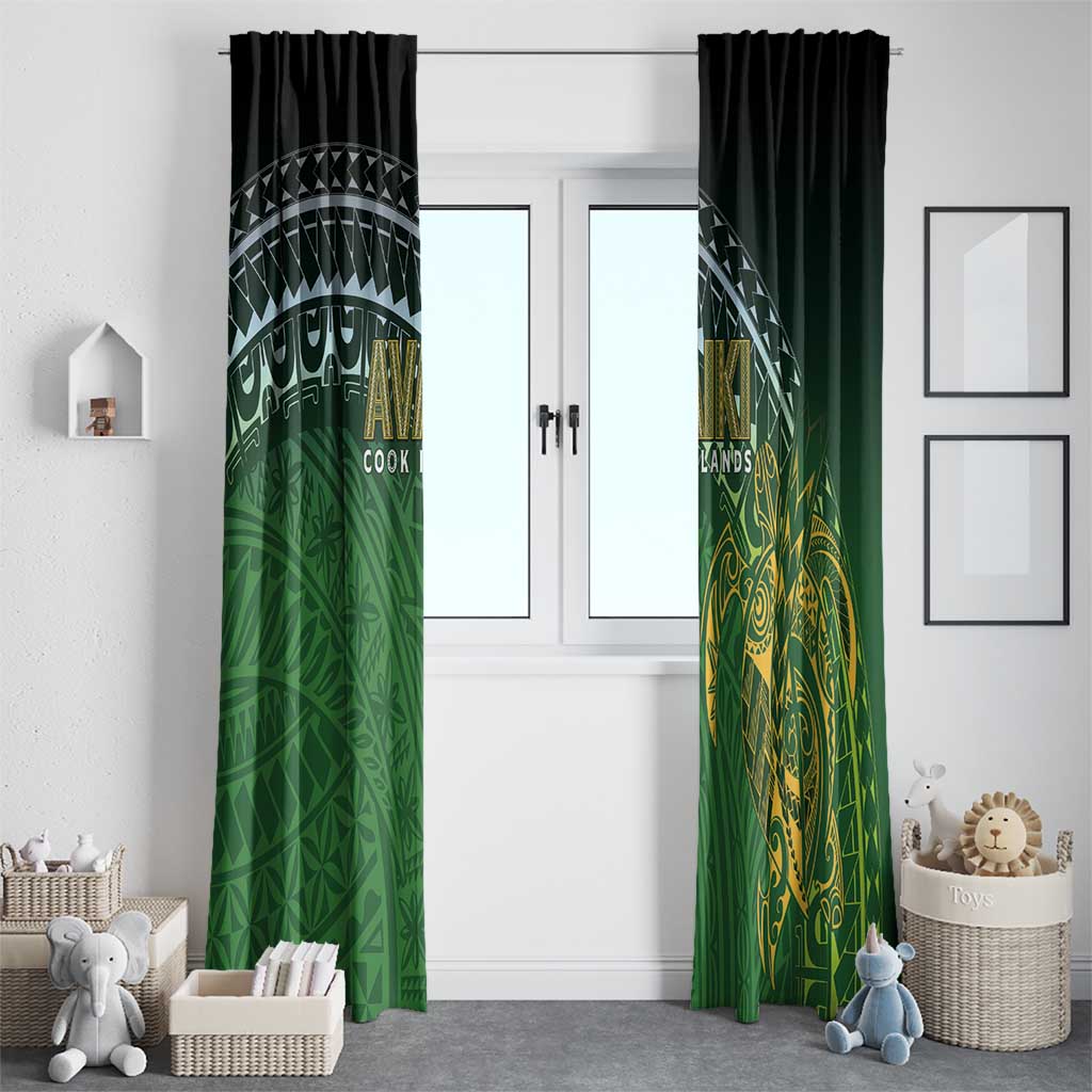 Cook Islands Rugby Kuki Avaiki Window Curtain Tribal Turtle - Polynesian Pride