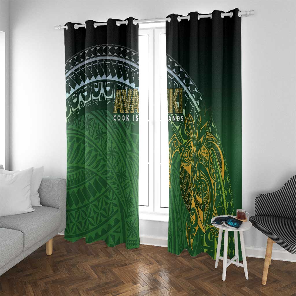 Cook Islands Rugby Kuki Avaiki Window Curtain Tribal Turtle - Polynesian Pride