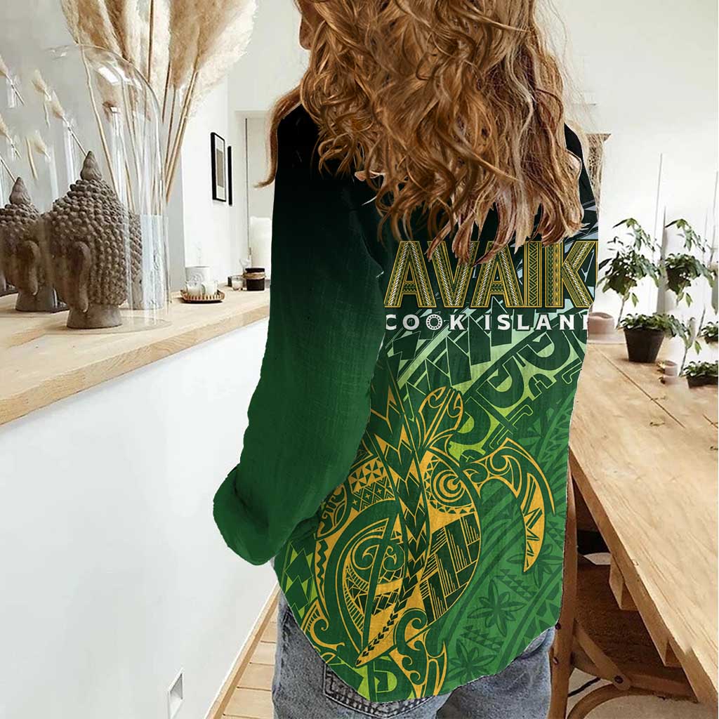 Cook Islands Rugby Kuki Avaiki Women Casual Shirt Tribal Turtle - Polynesian Pride