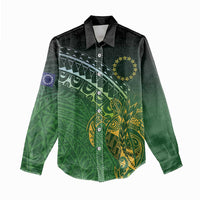 Cook Islands Rugby Kuki Avaiki Women Casual Shirt Tribal Turtle - Polynesian Pride
