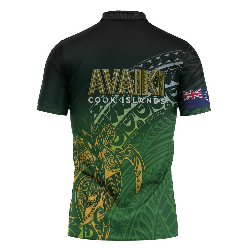 Cook Islands Rugby Kuki Avaiki Zipper Polo Shirt Tribal Turtle - Polynesian Pride