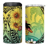 Honolulu Hawaii 4 in 1 Can Cooler Tumbler Ilima Plumeria with Hula Girl