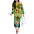 Honolulu Hawaii Family Matching Off Shoulder Long Sleeve Dress and Hawaiian Shirt Ilima Plumeria with Hula Girl LT7 Mom's Dress Colorful - Polynesian Pride