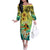 Honolulu Hawaii Off The Shoulder Long Sleeve Dress Ilima Plumeria with Hula Girl LT7 Women Colorful - Polynesian Pride