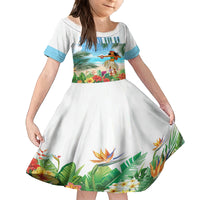 Personalised Hawaii Hula Girl Family Matching Off Shoulder Long Sleeve Dress and Hawaiian Shirt Honolulu Festival LT7 Daughter's Dress Art - Polynesian Pride