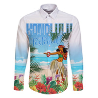 Personalised Hawaii Hula Girl Family Matching Puletasi and Hawaiian Shirt Honolulu Festival LT7 Dad's Shirt - Long Sleeve Art - Polynesian Pride
