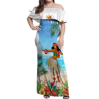 Personalised Hawaii Hula Girl Off Shoulder Maxi Dress Honolulu Festival LT7 Women Art - Polynesian Pride