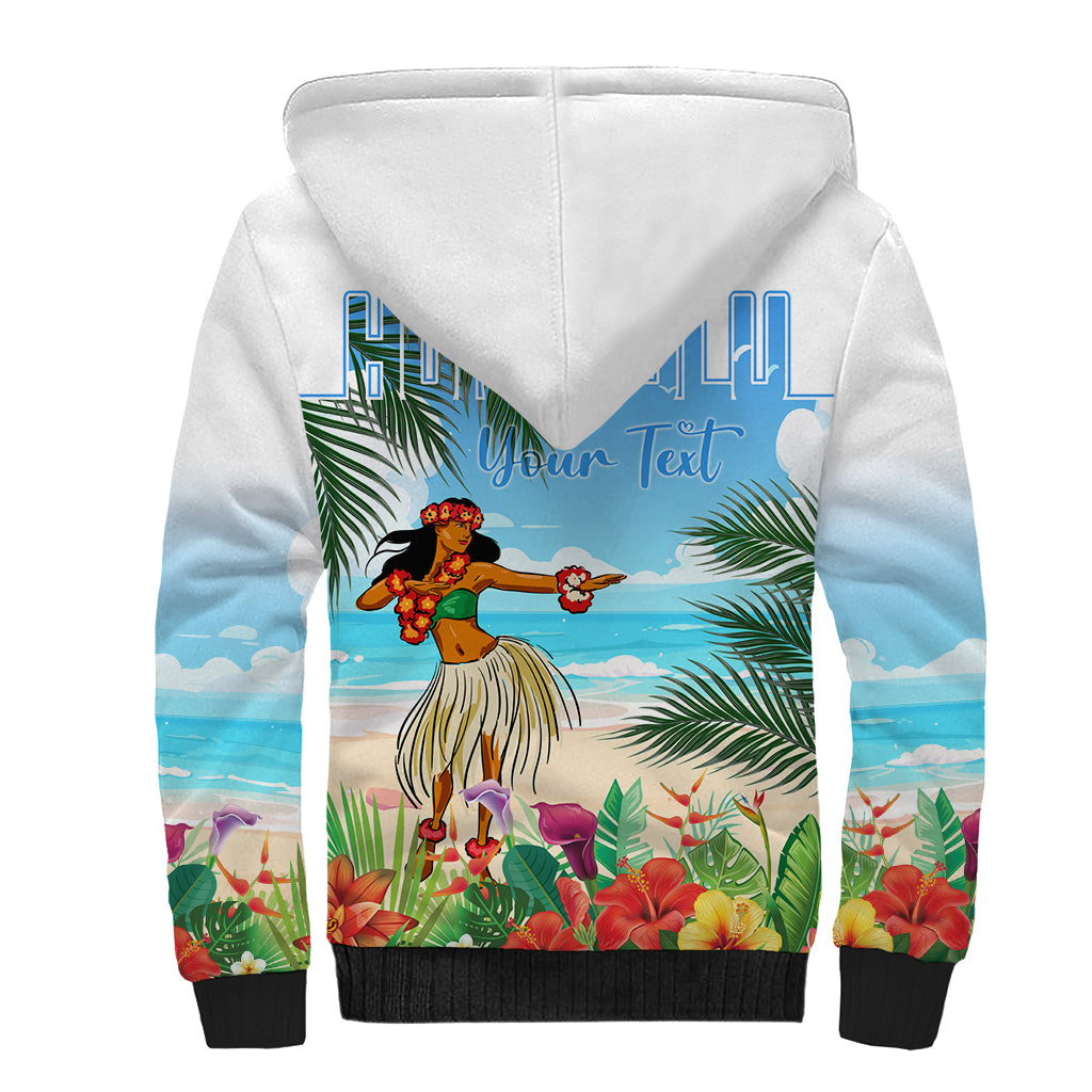 Personalised Hawaii Hula Girl Sherpa Hoodie Honolulu Festival LT7 - Polynesian Pride