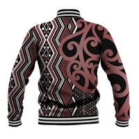 Maori Taniko Patterns Baseball Jacket Brown Patiki Motifs Mix Whakairo Ngaru LT7 - Polynesian Pride