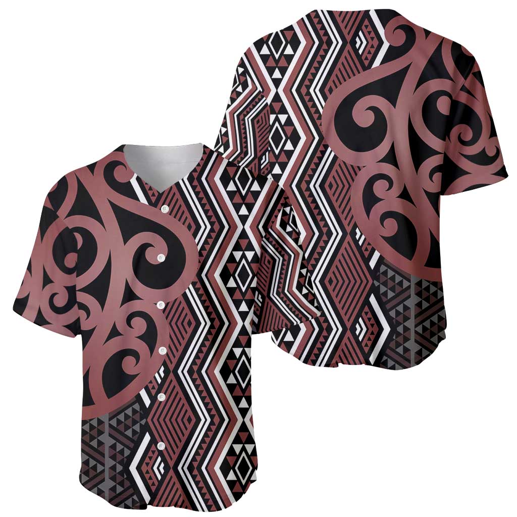 Maori Taniko Patterns Baseball Jersey Brown Patiki Motifs Mix Whakairo Ngaru