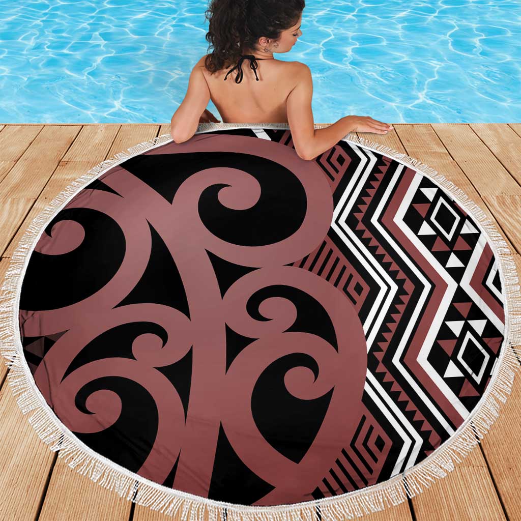 Maori Taniko Patterns Beach Blanket Brown Patiki Motifs Mix Whakairo Ngaru LT7 - Polynesian Pride