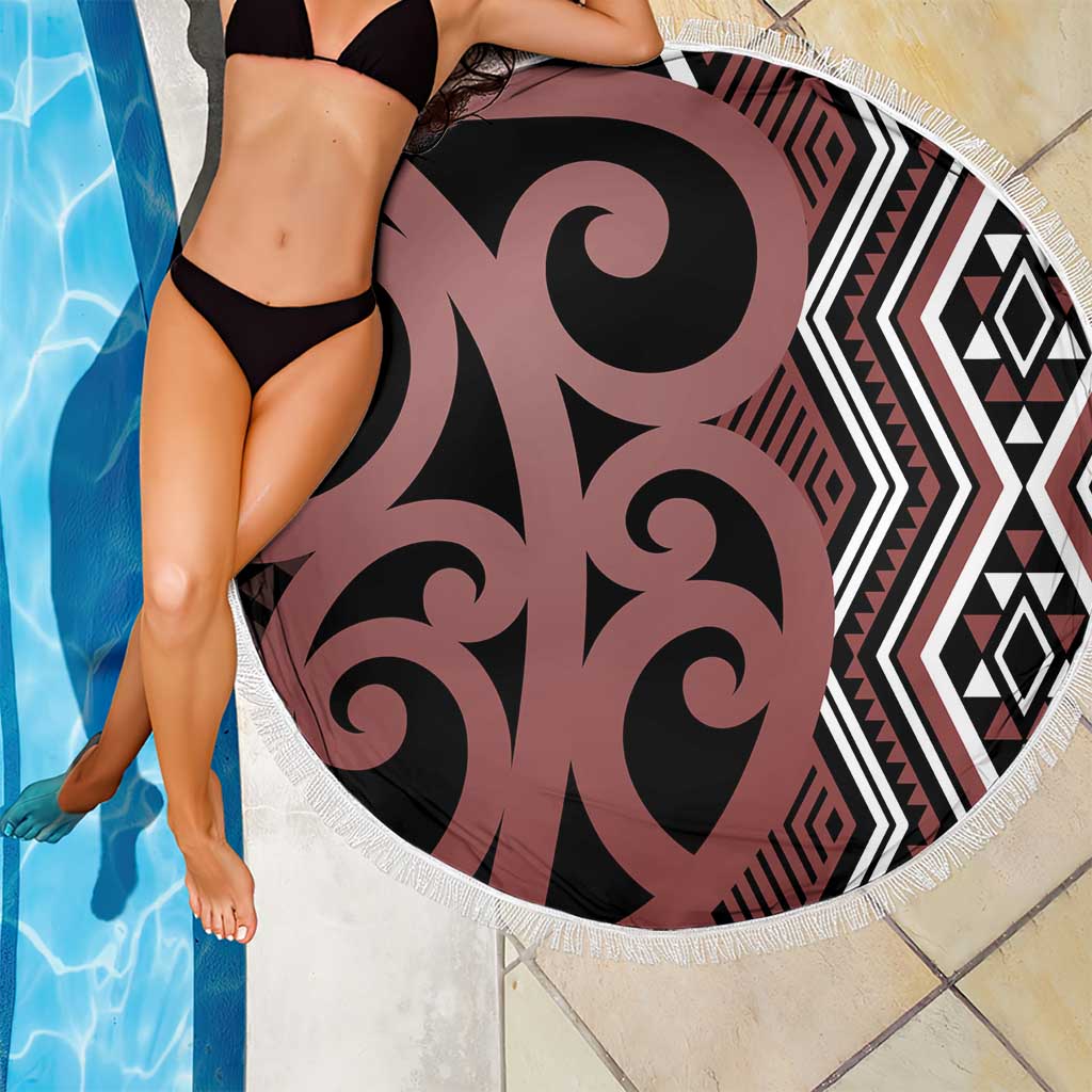 Maori Taniko Patterns Beach Blanket Brown Patiki Motifs Mix Whakairo Ngaru LT7 - Polynesian Pride