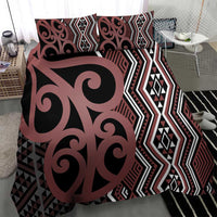 Maori Taniko Patterns Bedding Set Brown Patiki Motifs Mix Whakairo Ngaru