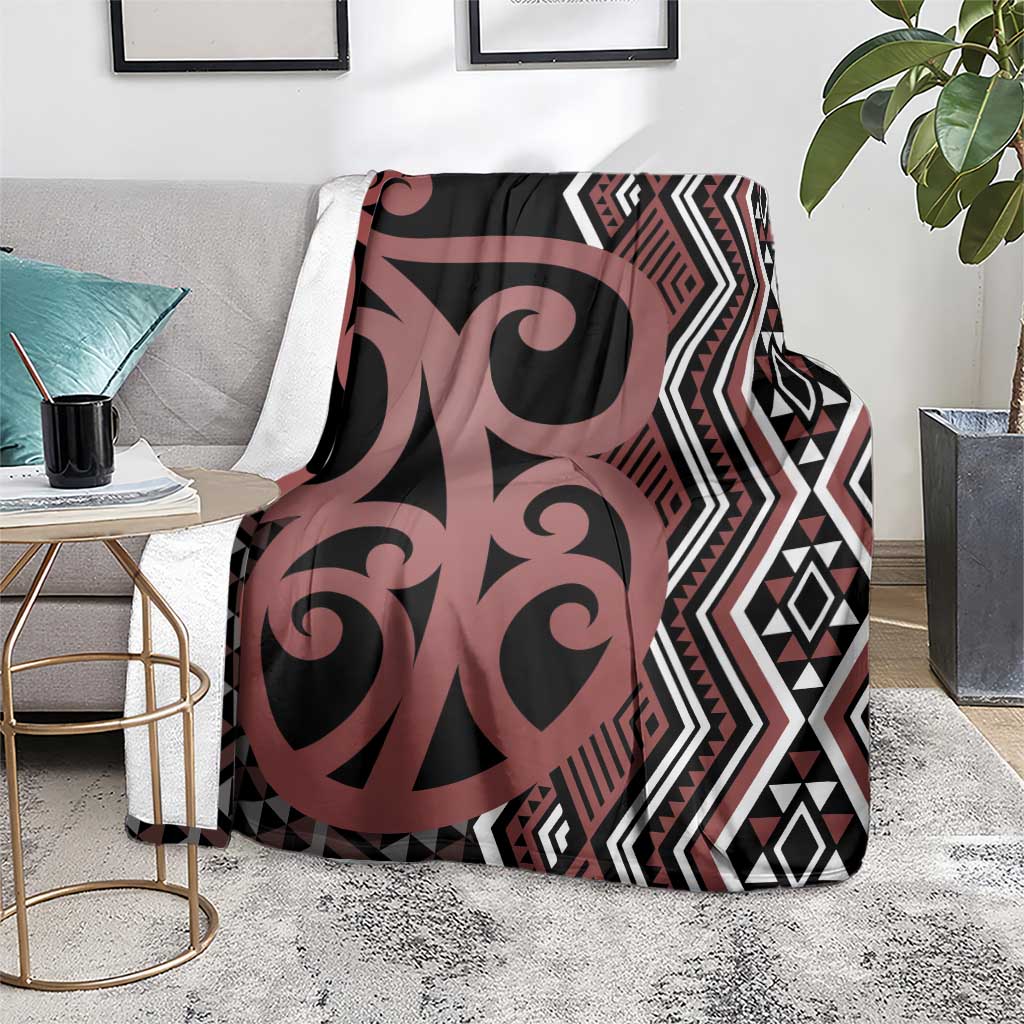 Maori Taniko Patterns Blanket Brown Patiki Motifs Mix Whakairo Ngaru LT7 - Polynesian Pride