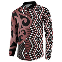 Maori Taniko Patterns Button Sweatshirt Brown Patiki Motifs Mix Whakairo Ngaru LT7 - Polynesian Pride