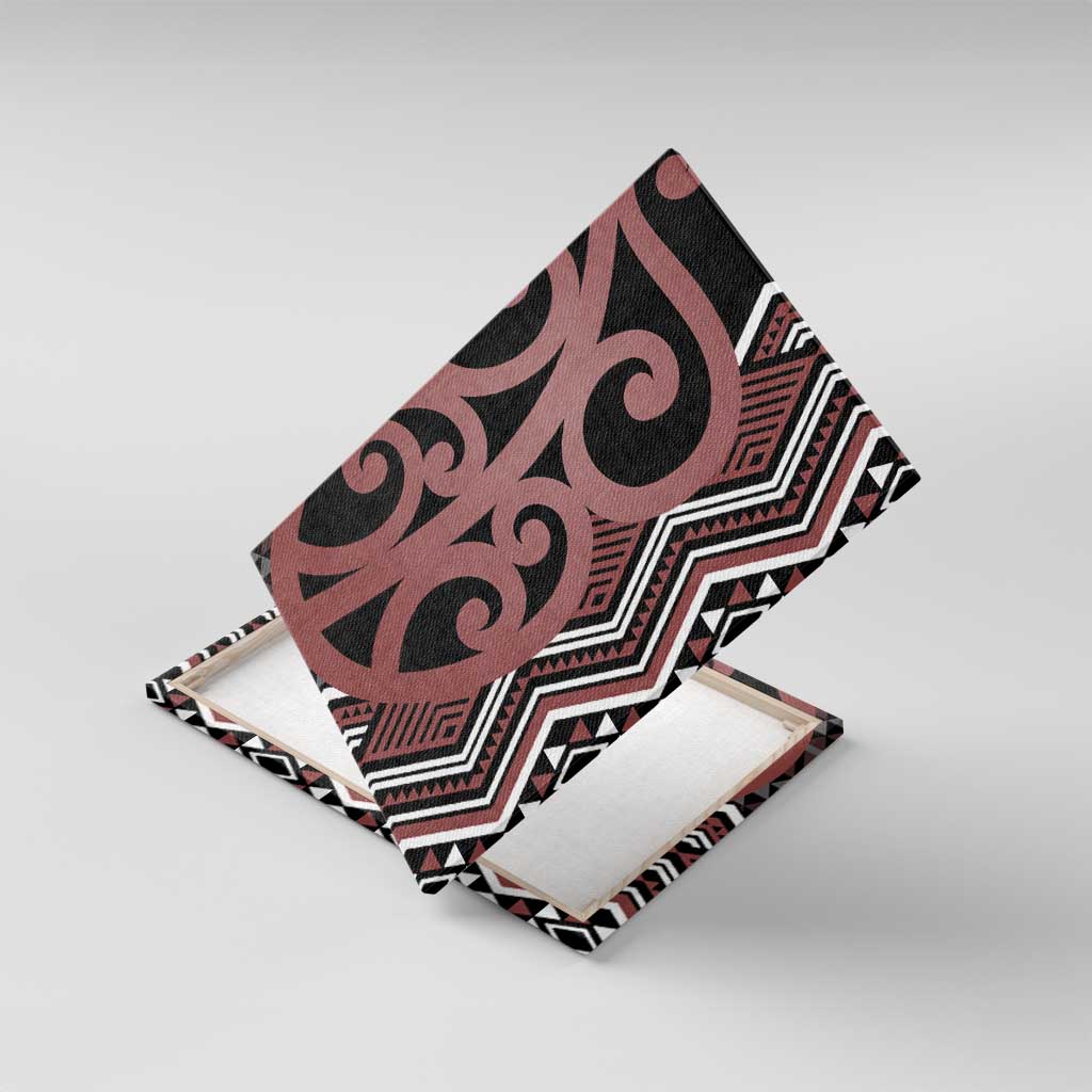 Maori Taniko Patterns Canvas Wall Art Brown Patiki Motifs Mix Whakairo Ngaru LT7 With Frame Brown - Polynesian Pride