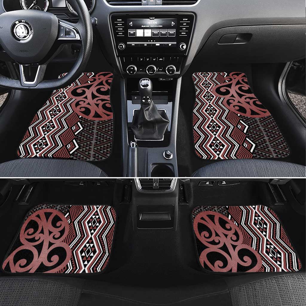 Maori Taniko Patterns Car Mats Brown Patiki Motifs Mix Whakairo Ngaru