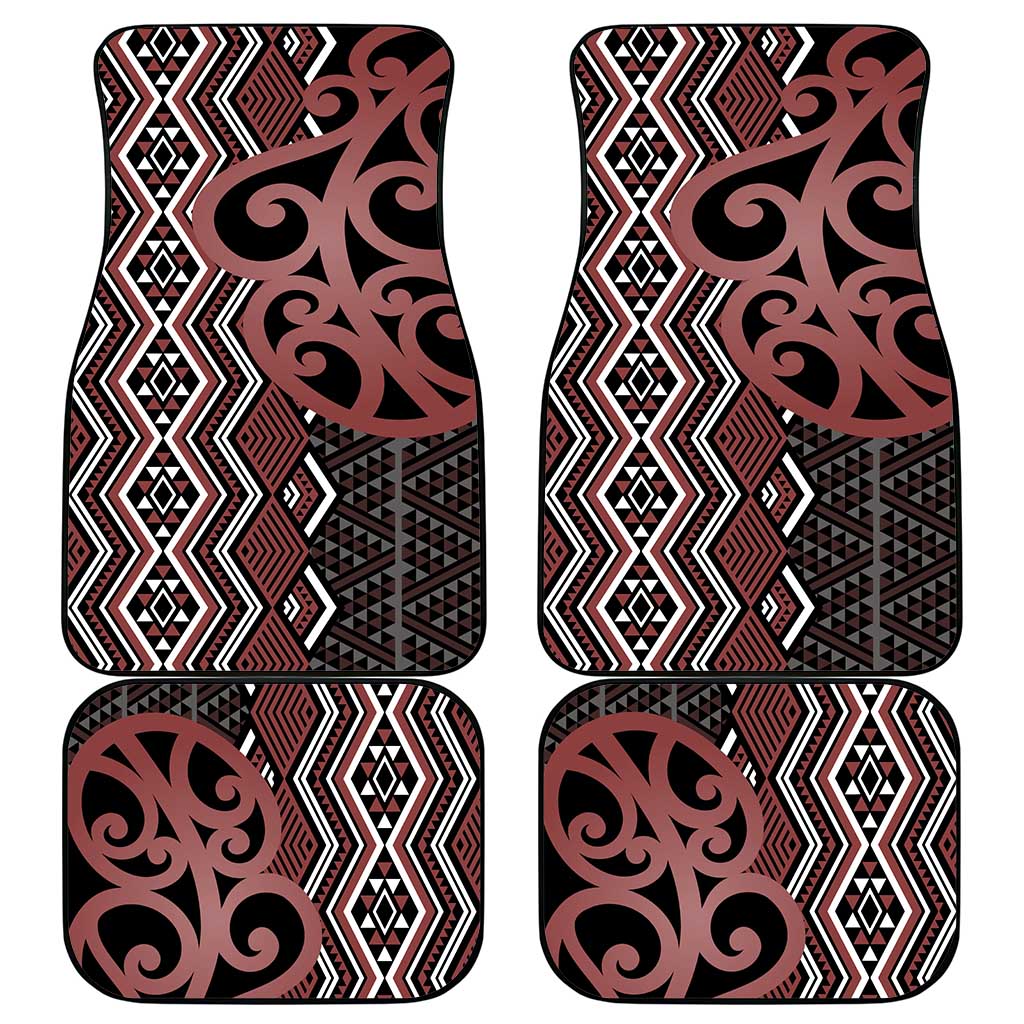 Maori Taniko Patterns Car Mats Brown Patiki Motifs Mix Whakairo Ngaru LT7 - Polynesian Pride