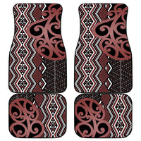 Maori Taniko Patterns Car Mats Brown Patiki Motifs Mix Whakairo Ngaru LT7 - Polynesian Pride