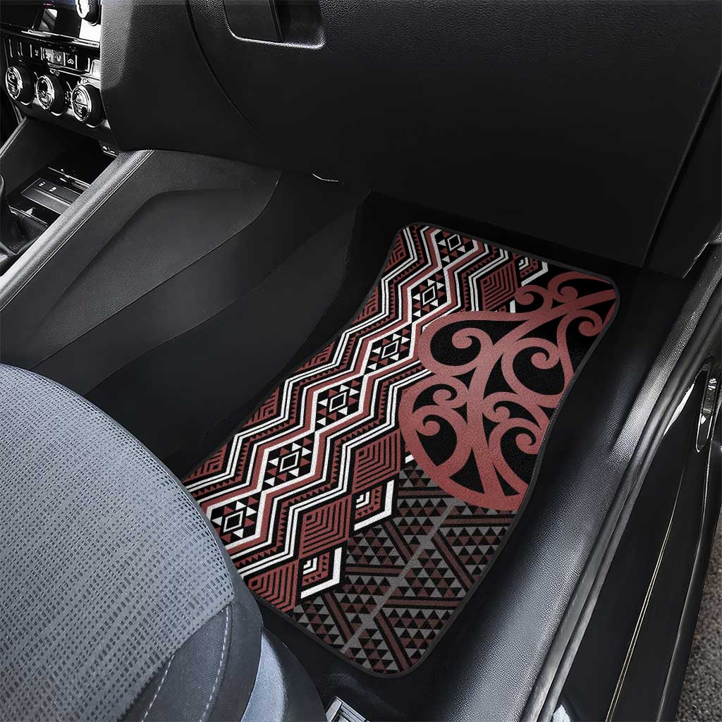 Maori Taniko Patterns Car Mats Brown Patiki Motifs Mix Whakairo Ngaru LT7 - Polynesian Pride