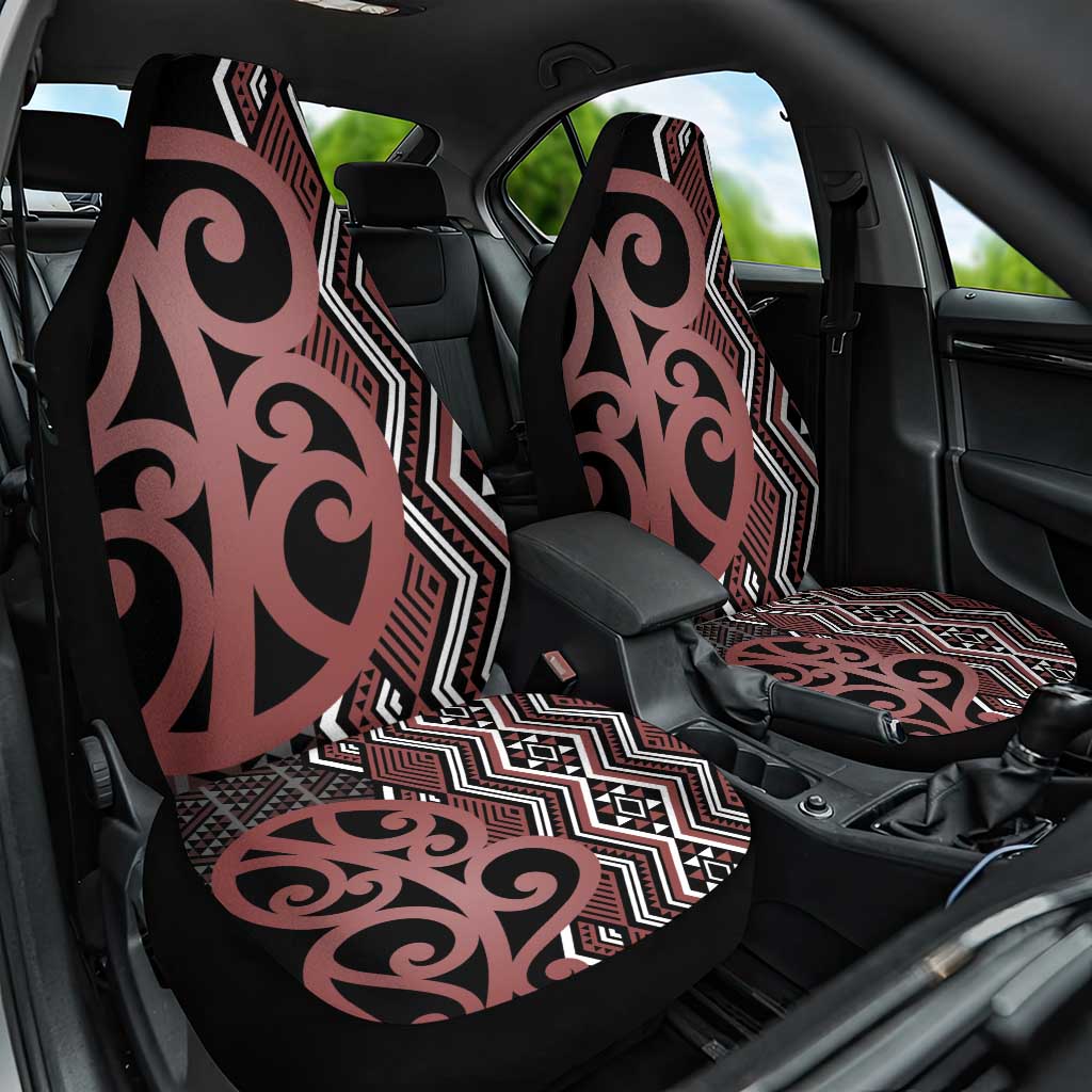 Maori Taniko Patterns Car Seat Cover Brown Patiki Motifs Mix Whakairo Ngaru