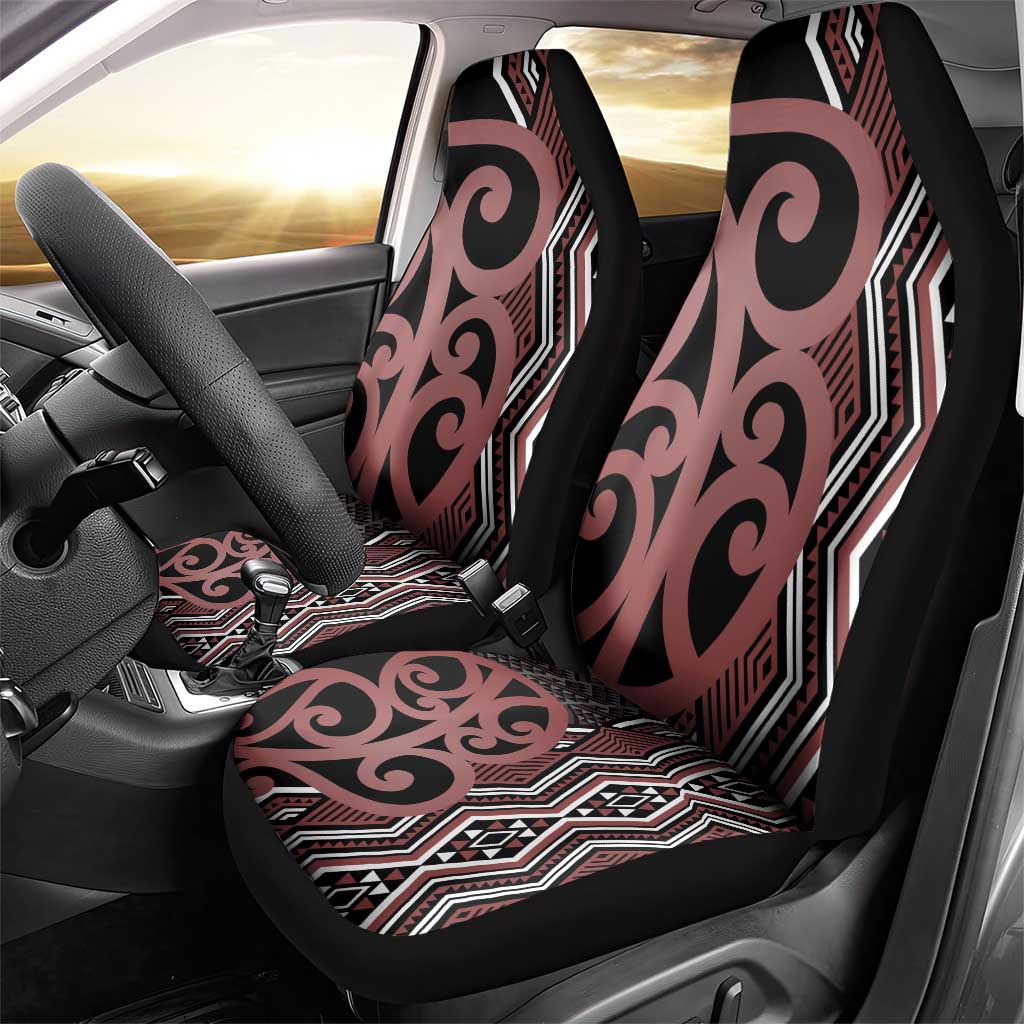 Maori Taniko Patterns Car Seat Cover Brown Patiki Motifs Mix Whakairo Ngaru