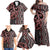 Maori Taniko Patterns Family Matching Off Shoulder Maxi Dress and Hawaiian Shirt Brown Patiki Motifs Mix Whakairo Ngaru