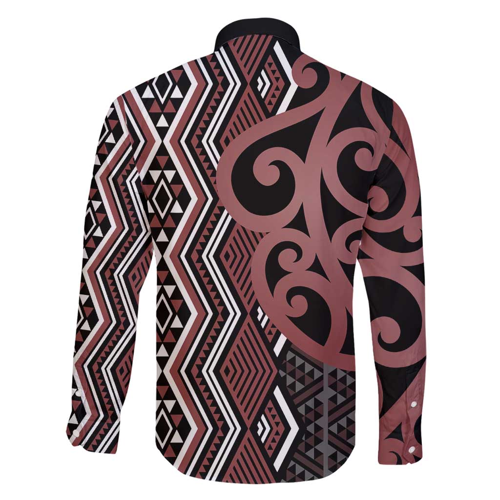Maori Taniko Patterns Family Matching Off Shoulder Maxi Dress and Hawaiian Shirt Brown Patiki Motifs Mix Whakairo Ngaru