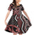 Maori Taniko Patterns Family Matching Off Shoulder Short Dress and Hawaiian Shirt Brown Patiki Motifs Mix Whakairo Ngaru