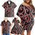 Maori Taniko Patterns Family Matching Off Shoulder Short Dress and Hawaiian Shirt Brown Patiki Motifs Mix Whakairo Ngaru