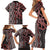 Maori Taniko Patterns Family Matching Short Sleeve Bodycon Dress and Hawaiian Shirt Brown Patiki Motifs Mix Whakairo Ngaru