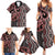 Maori Taniko Patterns Family Matching Summer Maxi Dress and Hawaiian Shirt Brown Patiki Motifs Mix Whakairo Ngaru