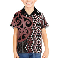 Maori Taniko Patterns Family Matching Summer Maxi Dress and Hawaiian Shirt Brown Patiki Motifs Mix Whakairo Ngaru