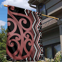 Maori Taniko Patterns Garden Flag Brown Patiki Motifs Mix Whakairo Ngaru LT7 - Polynesian Pride