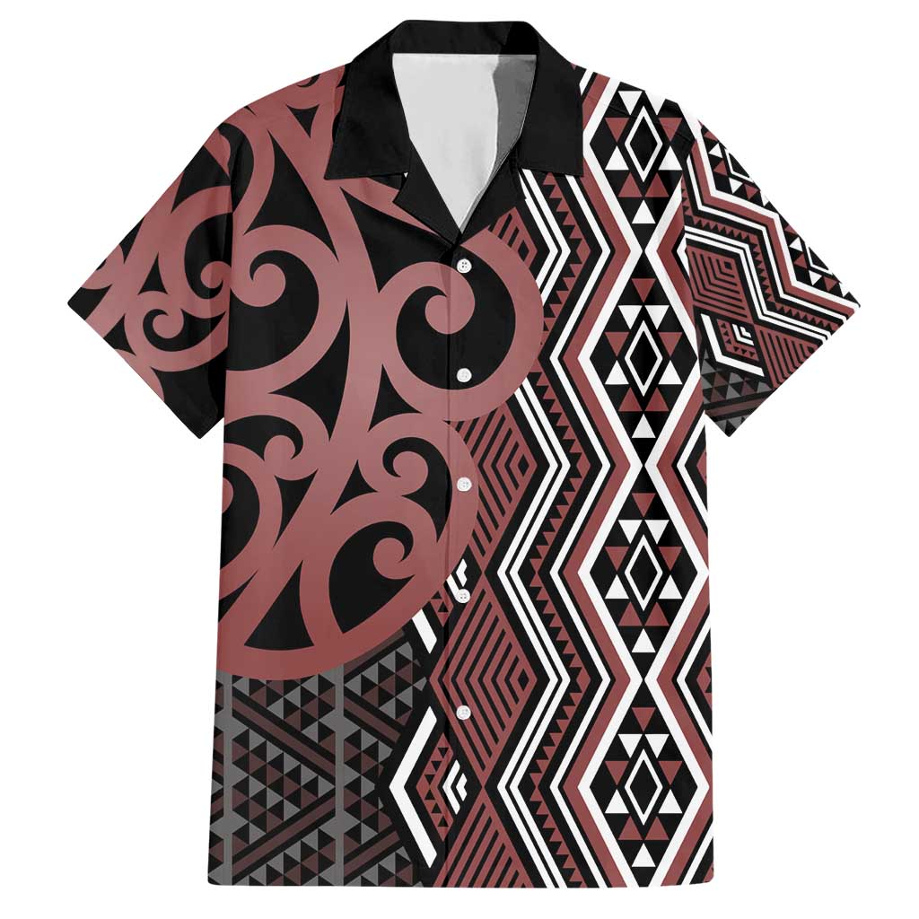 Maori Taniko Patterns Hawaiian Shirt Brown Patiki Motifs Mix Whakairo Ngaru LT7 Brown - Polynesian Pride