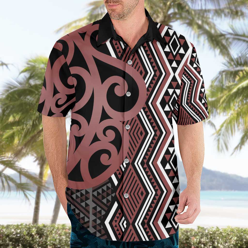 Maori Taniko Patterns Hawaiian Shirt Brown Patiki Motifs Mix Whakairo Ngaru LT7 - Polynesian Pride