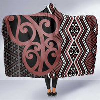 Maori Taniko Patterns Hooded Blanket Brown Patiki Motifs Mix Whakairo Ngaru LT7 One Size Brown - Polynesian Pride
