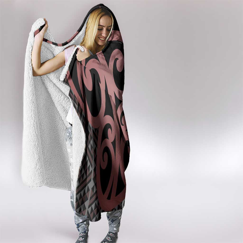 Maori Taniko Patterns Hooded Blanket Brown Patiki Motifs Mix Whakairo Ngaru LT7 - Polynesian Pride